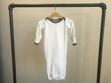 Baby J Sleeper:  Pure White with Polka Dots
