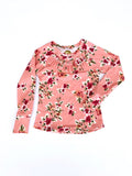 Peach Floral Long Sleeve Shirt with RUFFLE